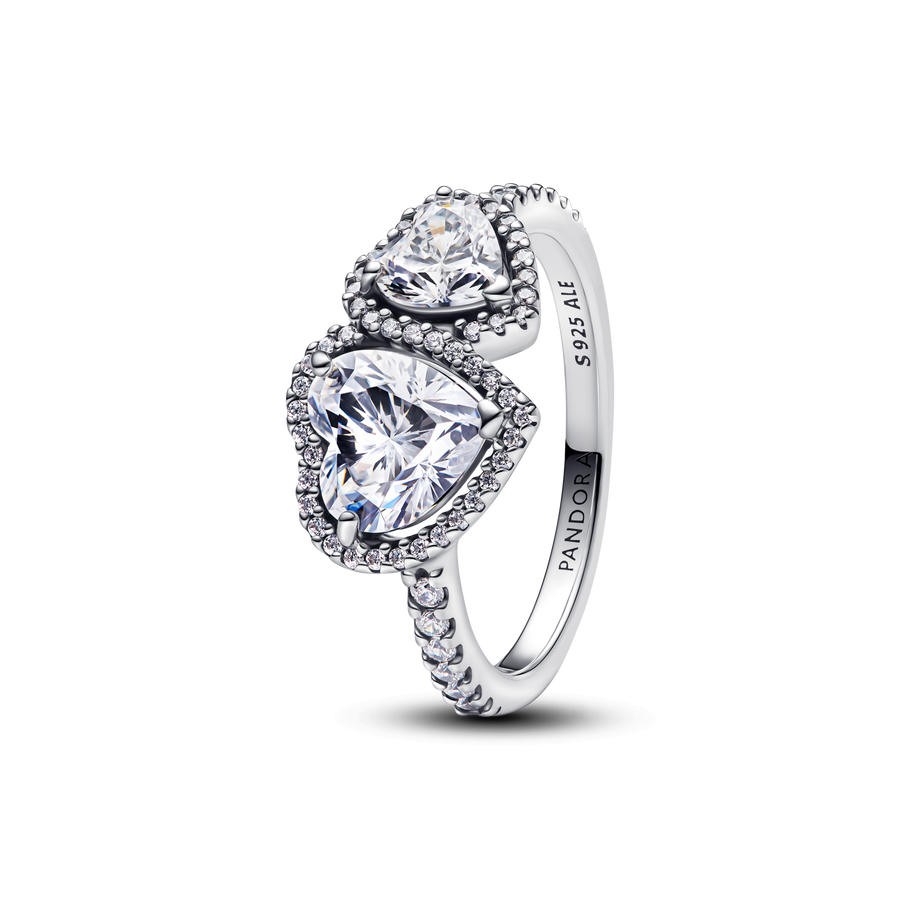 Sparkling Halo Hearts Ring