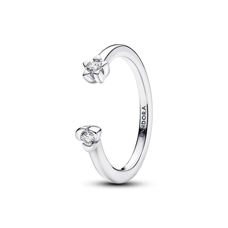 Pandora Talisman Sterling Silver Lab-Grown Diamond Heart & Star Open Ring