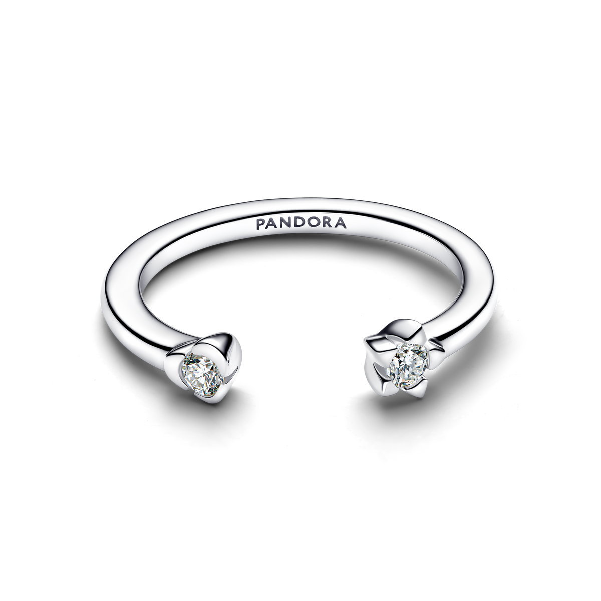 Pandora Talisman Sterling Silver Lab-Grown Diamond Heart & Star Open Ring
