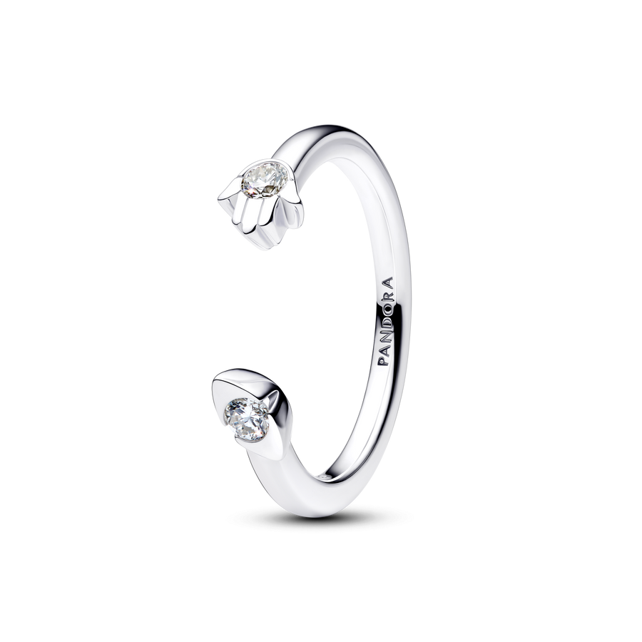 Pandora Talisman Sterling Silver Lab-Grown Diamond Evil Eye & Hamsa Hand Open Ring