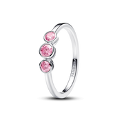 Pandora Era Bezel Sterling Silver Pink Lab-Grown Diamond Triple Stone Ring