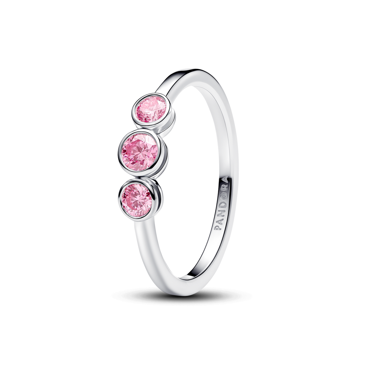 Pandora Era Bezel Sterling Silver Pink Lab-Grown Diamond Triple Stone Ring