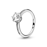 Clear Sparkling Crown Solitaire Ring