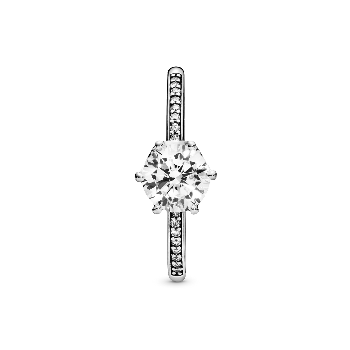 Clear Sparkling Crown Solitaire Ring