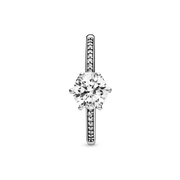 Clear Sparkling Crown Solitaire Ring