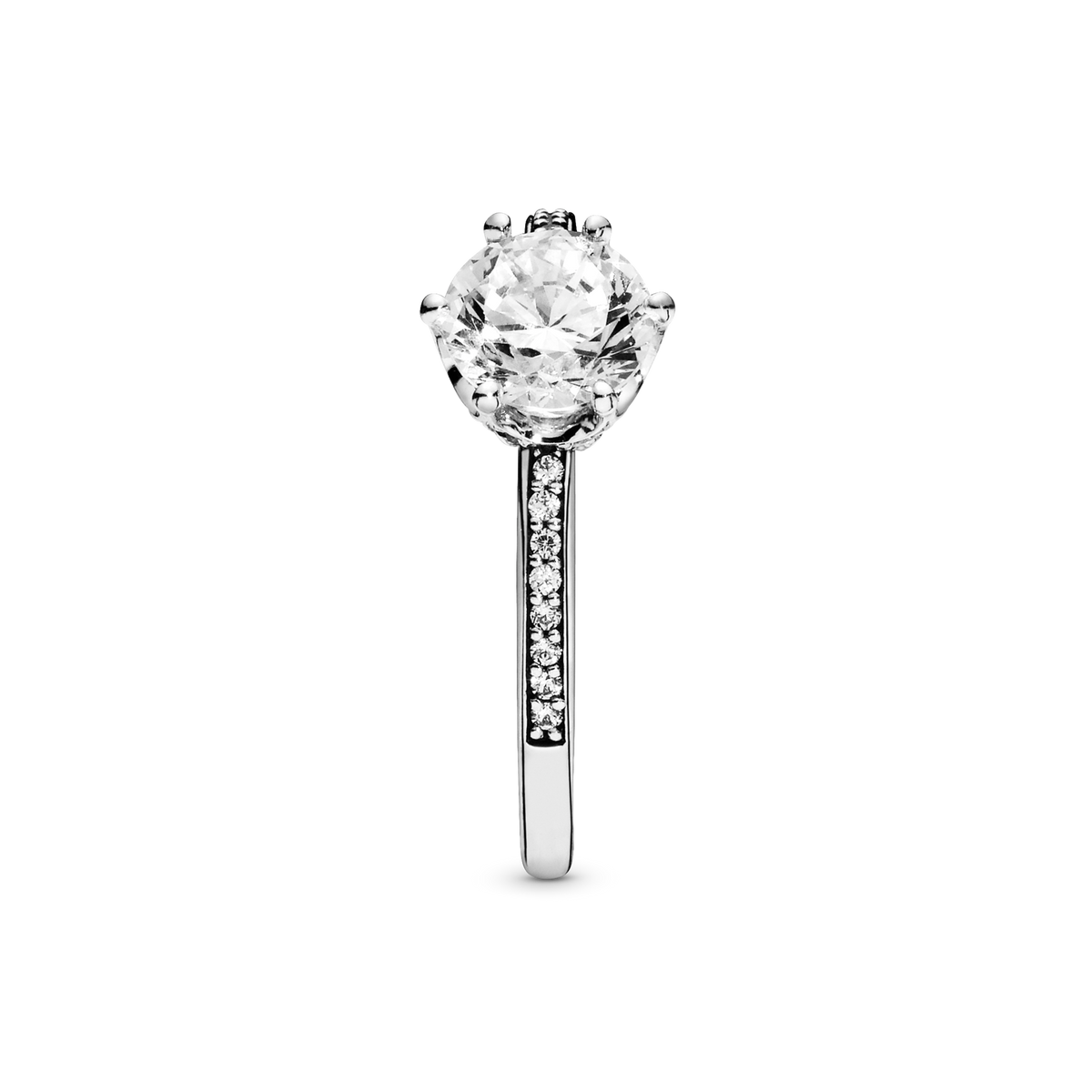 Clear Sparkling Crown Solitaire Ring