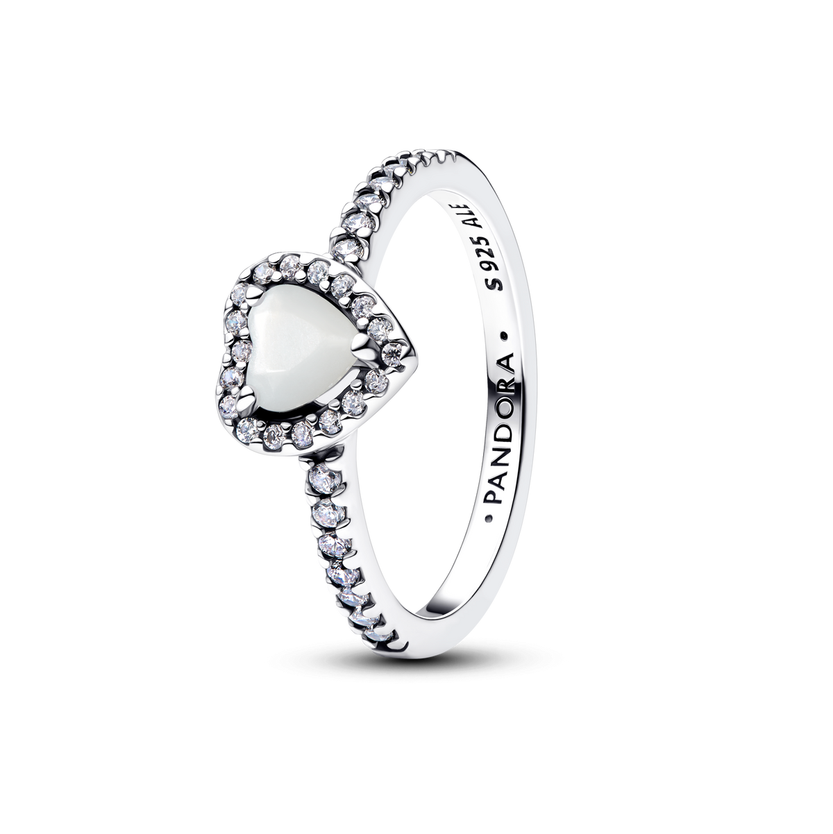 Elevated White Heart Ring
