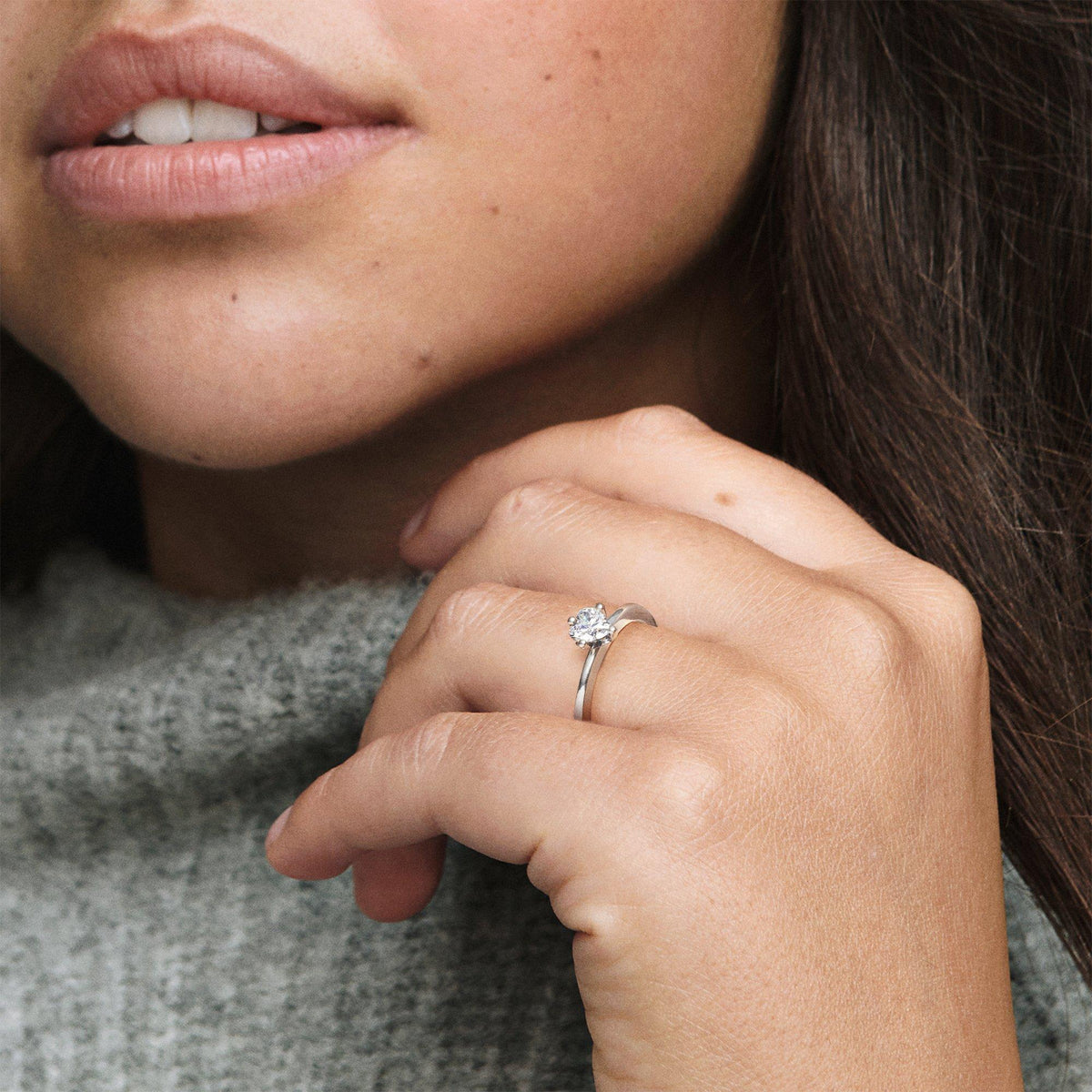 Clear Heart Solitaire Ring