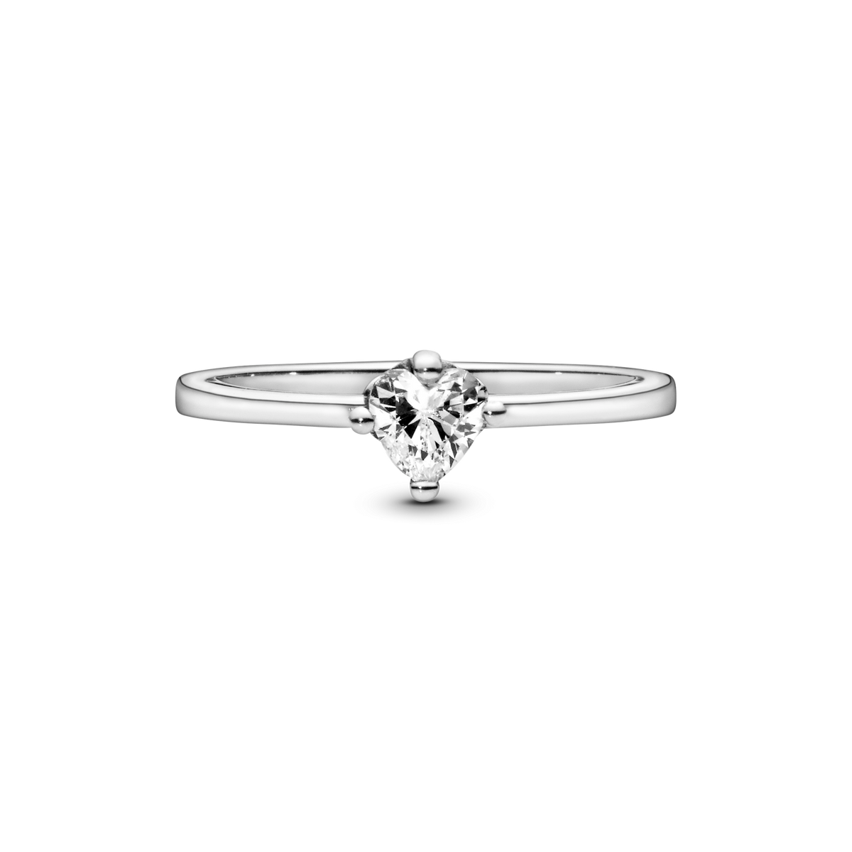 Clear Heart Solitaire Ring