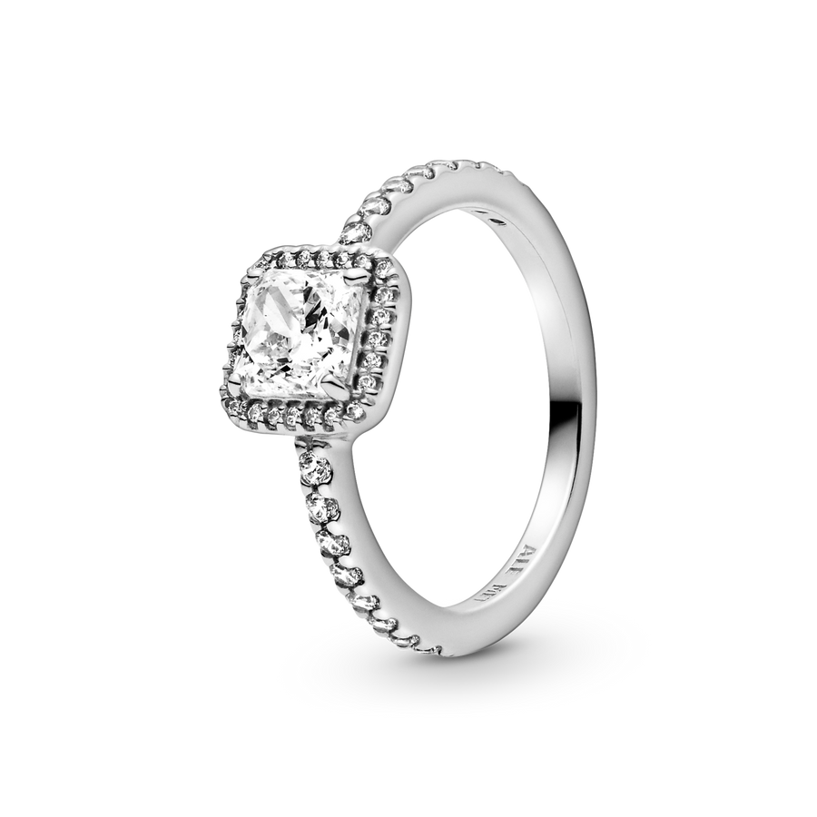 Square Sparkle Halo Ring