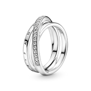 Crossover Pavé Triple Band Ring