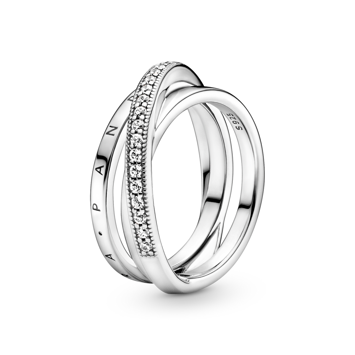 Crossover Pavé Triple Band Ring