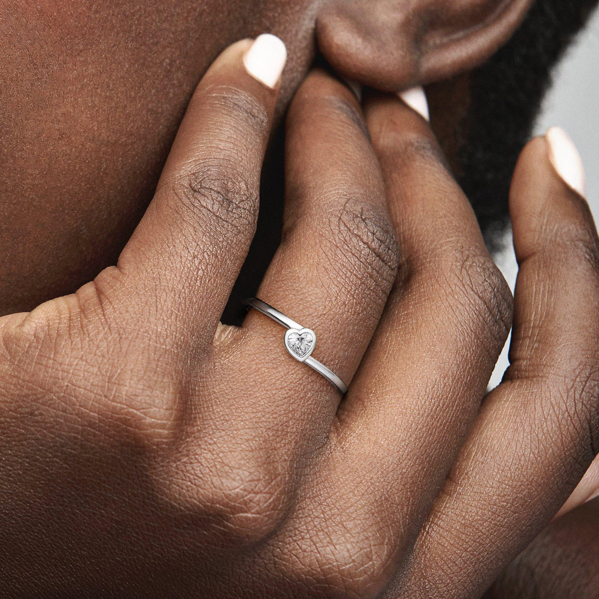 FINAL SALE - Clear Tilted Heart Solitaire Ring