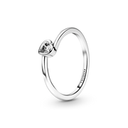FINAL SALE - Clear Tilted Heart Solitaire Ring