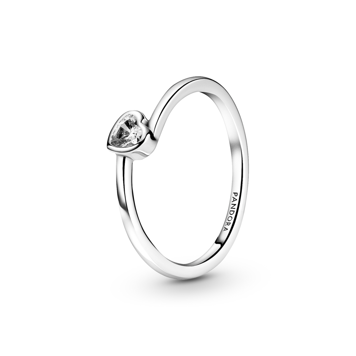 FINAL SALE - Clear Tilted Heart Solitaire Ring