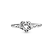 Sparkling Wishbone Heart Ring