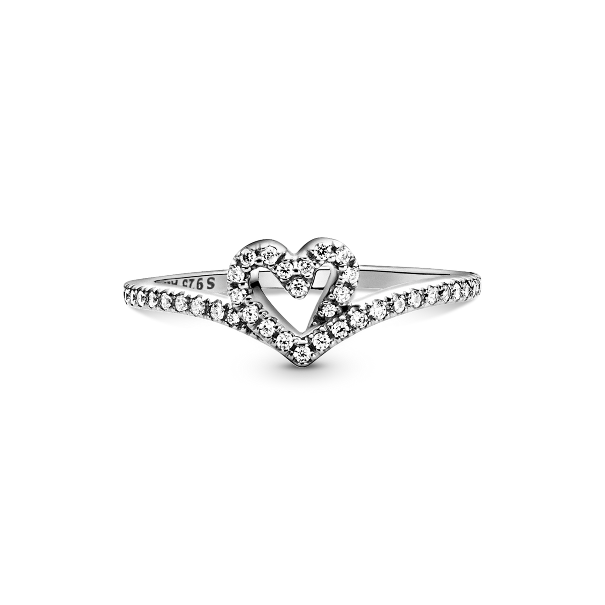 Sparkling Wishbone Heart Ring