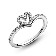 Sparkling Wishbone Heart Ring