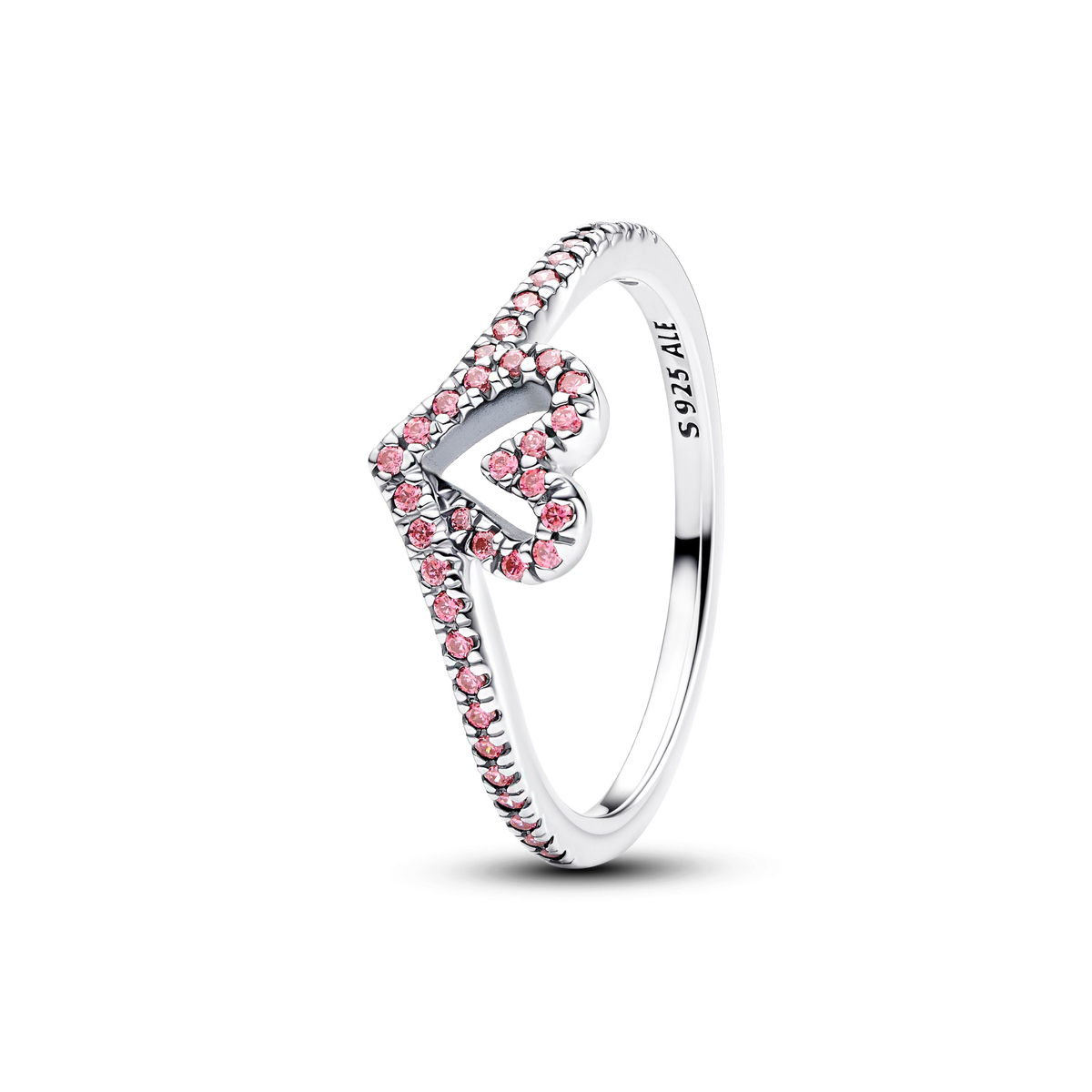 Sparkling Wishbone Pink Heart Ring