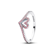 Sparkling Wishbone Pink Heart Ring