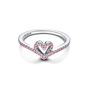 Sparkling Wishbone Pink Heart Ring