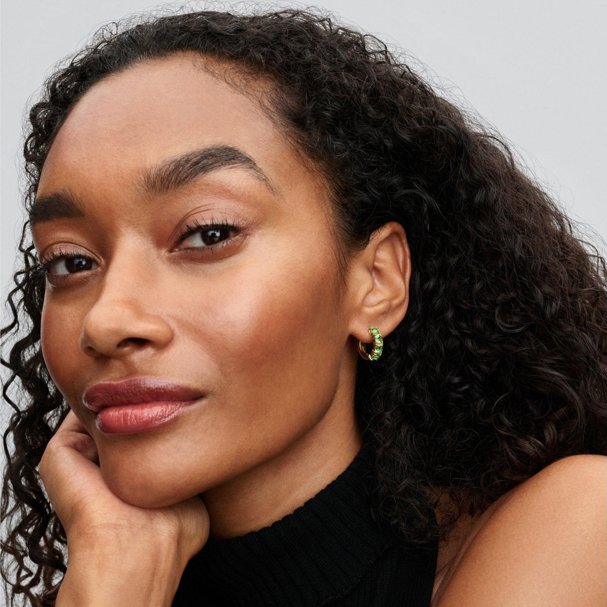 Green Hoop Earrings
