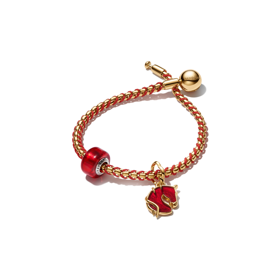 Red Murano Glass & Fire Horse Bracelet Set