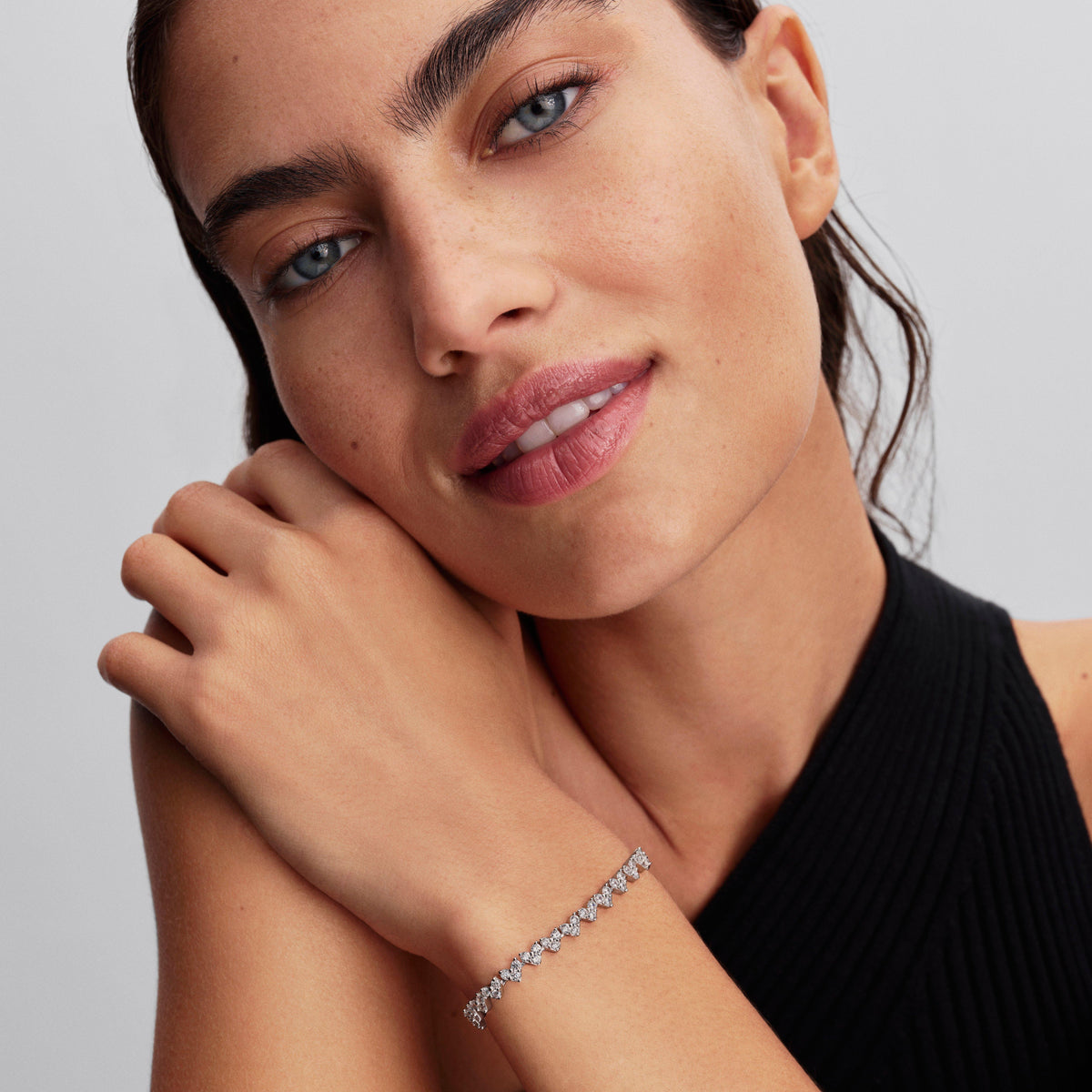 Triple Stone Heart Bracelet