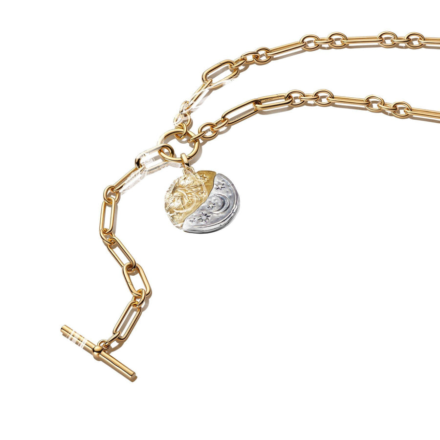 Oversized Sun & Moon Medallion Necklace Set
