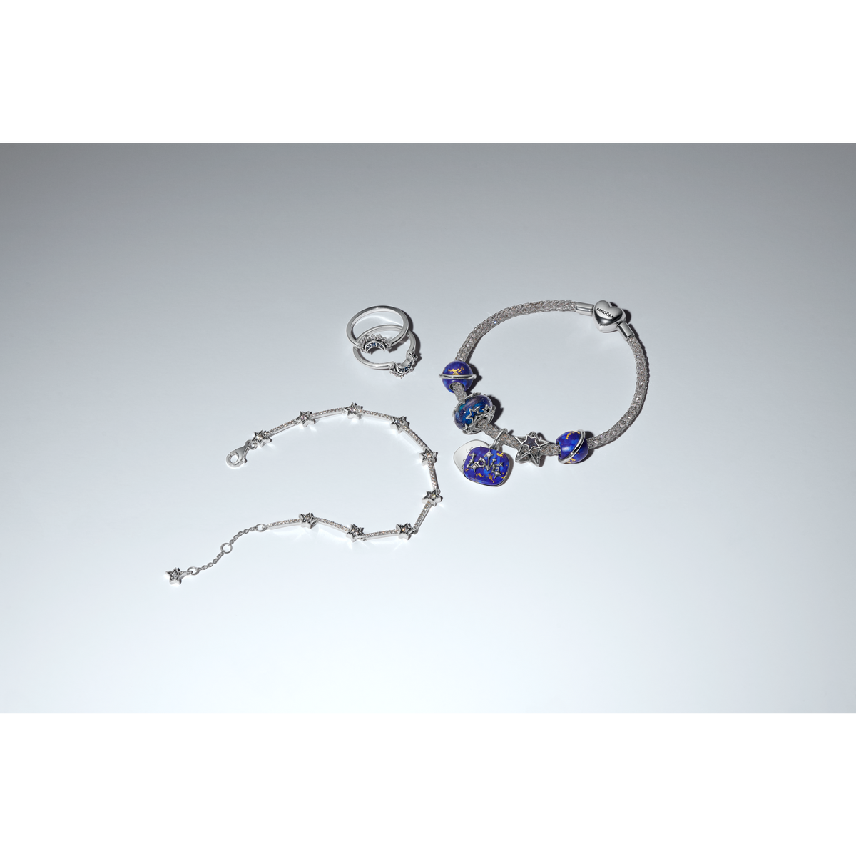 Celestial Blue Sparkling Moon Ring