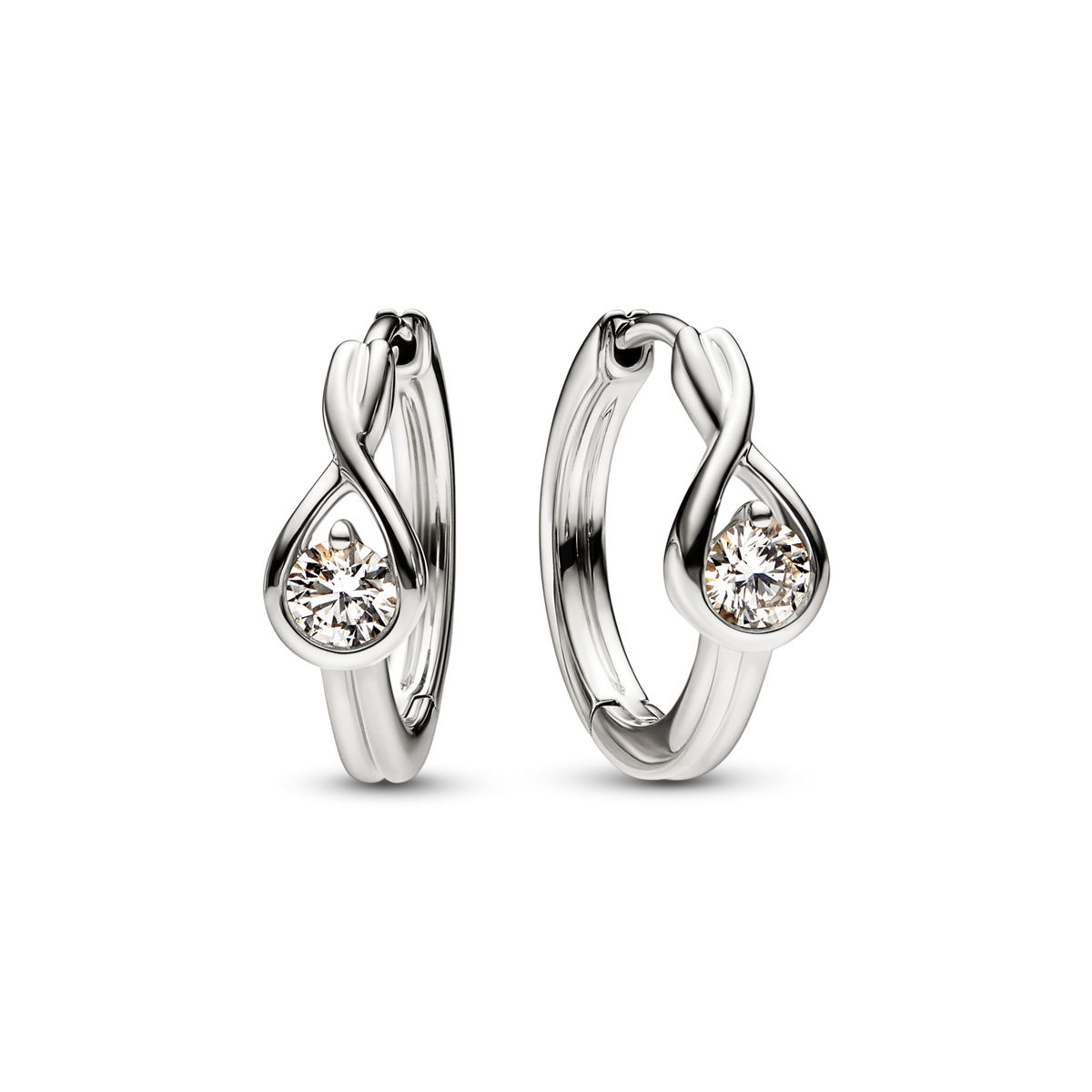 FINAL SALE - Pandora Infinite 14k White Gold Lab-grown Diamond Hoop Earrings