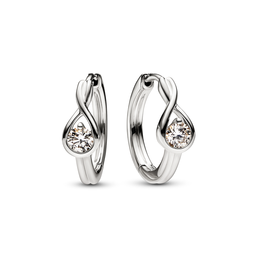 FINAL SALE - Pandora Infinite 14k White Gold Lab-grown Diamond Hoop Earrings
