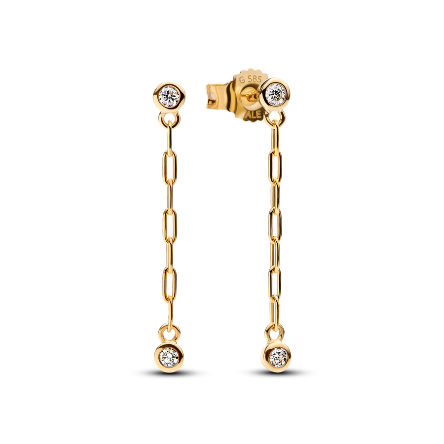Pandora Era Bezel Lab-Grown Diamond Paperclip Chain Drop Earrings