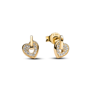 Pandora Talisman 14k Gold Lab-grown Diamond Pavé Heart Stud Earrings 