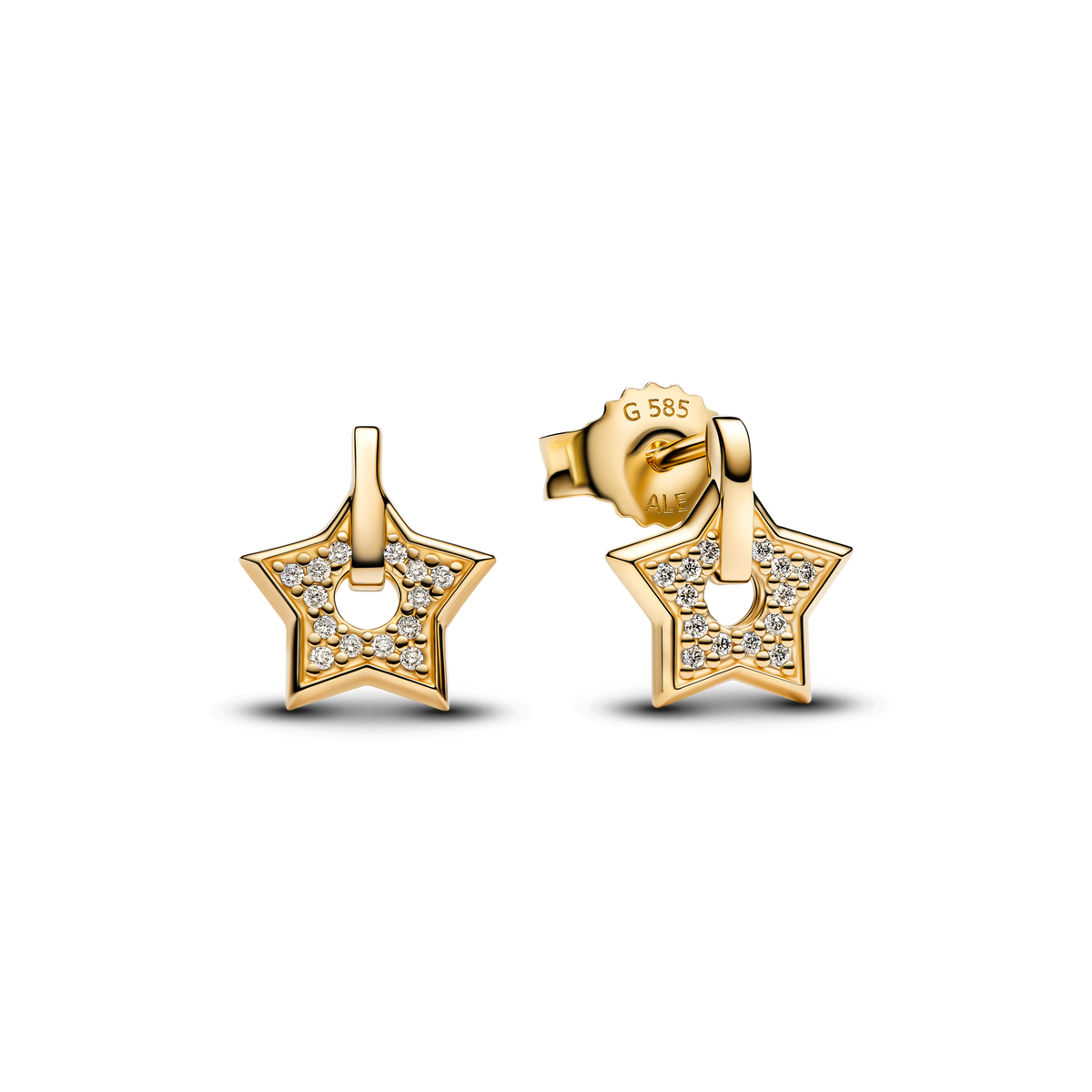 Pandora Talisman 14k Gold Lab-grown Diamond Pavé Star Stud Earrings 