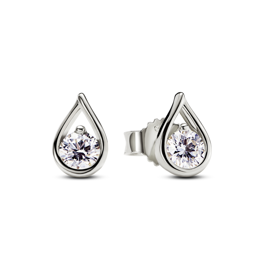 Pandora Infinite 14k White Gold Lab-grown Diamond Earrings
