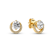 Sparkling Round Halo Stud Earrings
