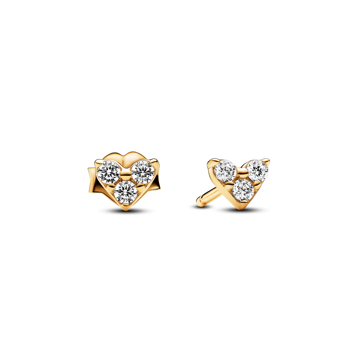 Triple Stone Heart Stud Earrings