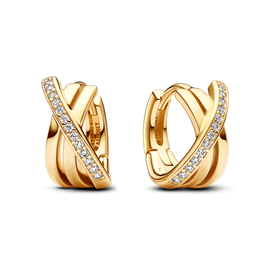 Crossover Pavé Hoop Earrings