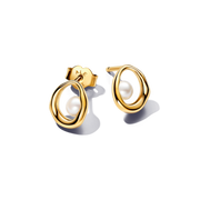 Organically Shaped Oval & Treated Freshwater Cultured Pearl Stud Earrings