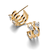 Triple Heart Hoop Earrings