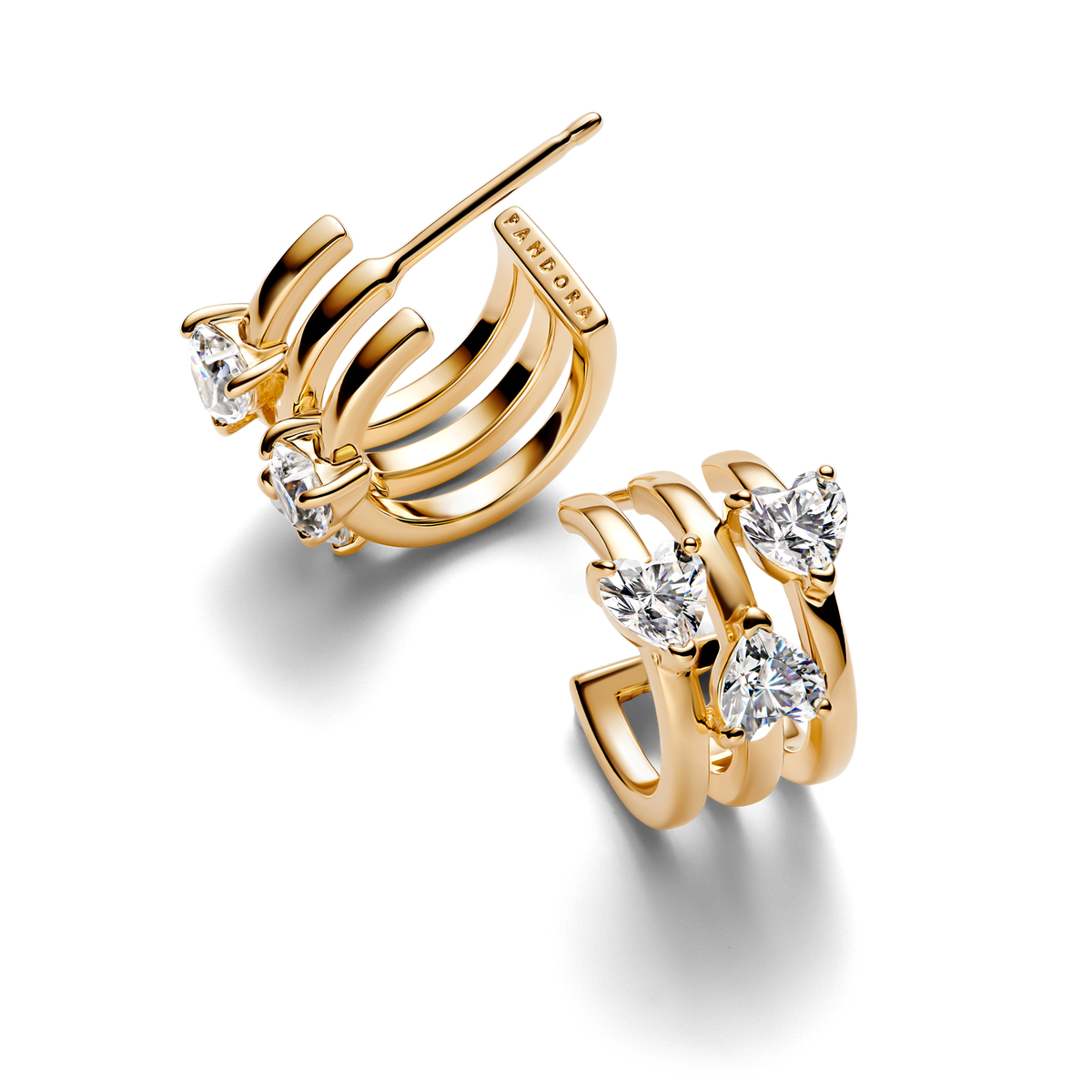 Triple Heart Hoop Earrings