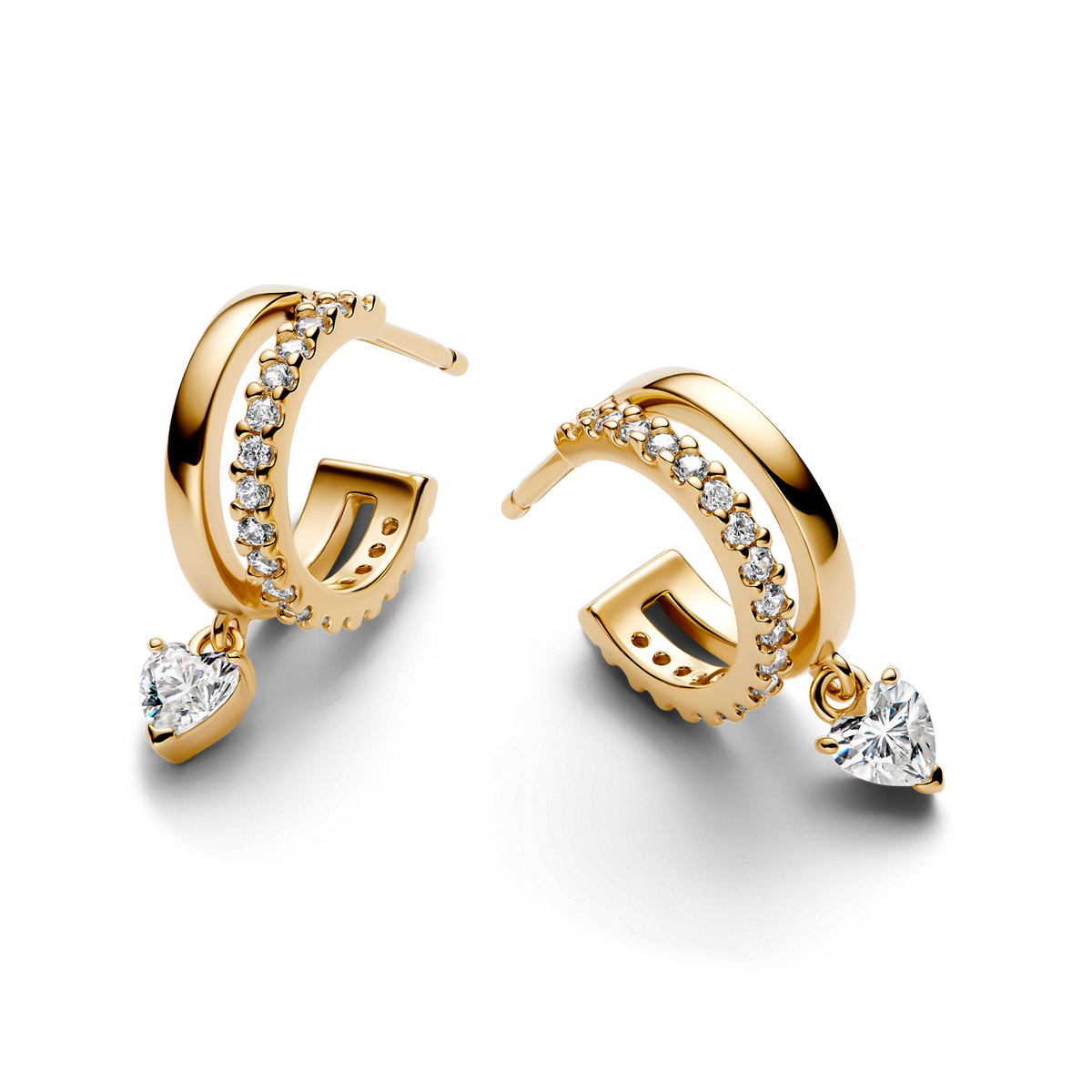 Dangling Heart Hoop Earrings