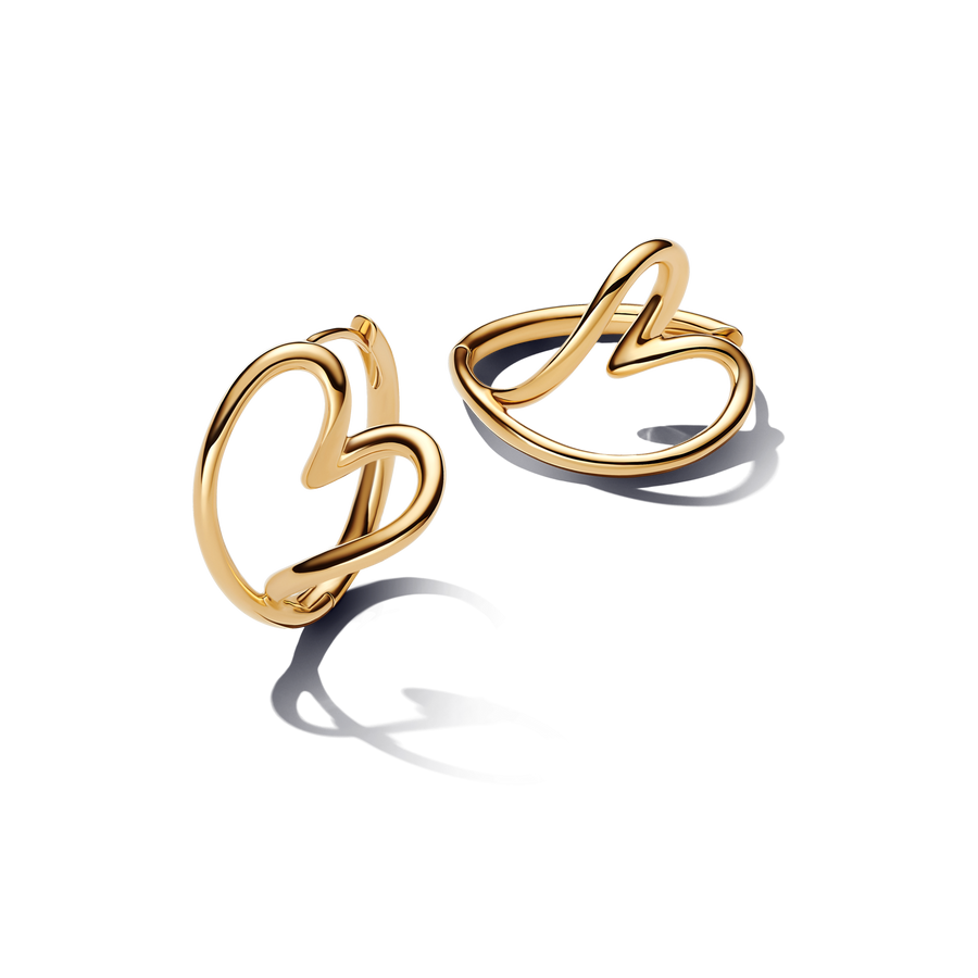 Organically Shaped Heart Hoop Earrings