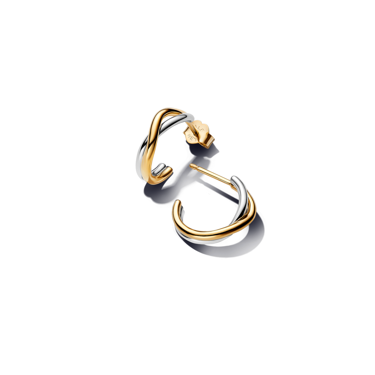 Organically Shaped Two-tone Open Hoop Earrings