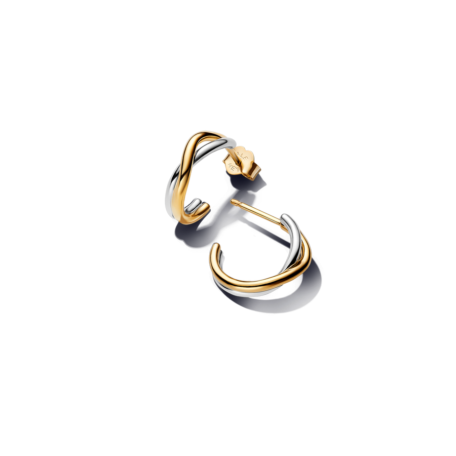 Organically Shaped Two-tone Open Hoop Earrings