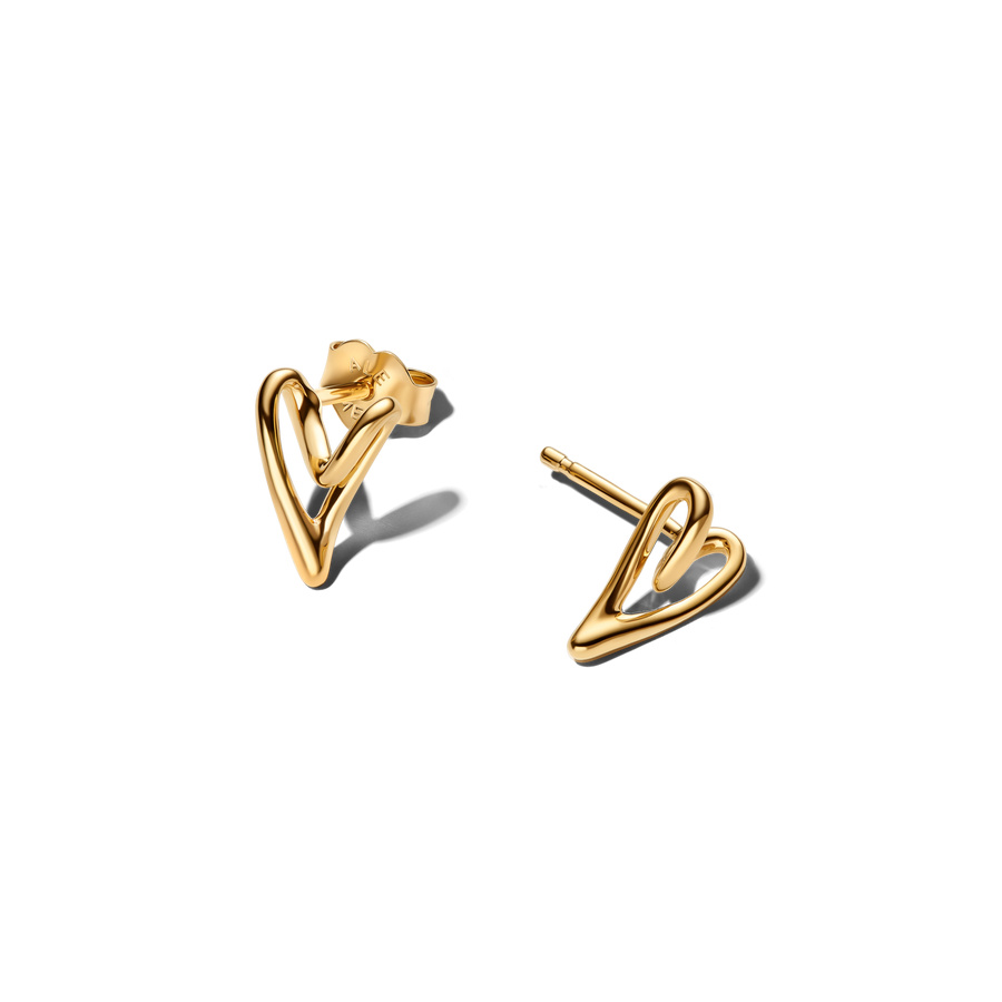 Organically Shaped Heart Stud Earrings