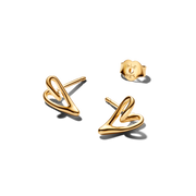 Organically Shaped Heart Stud Earrings