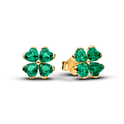 Green Lucky Clover Stud Earrings