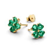 Green Lucky Clover Stud Earrings